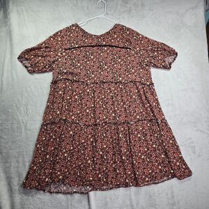 Knox Rose Tunic Top Women’s XXL Floral Flowy Oversized Long Short Sleeve